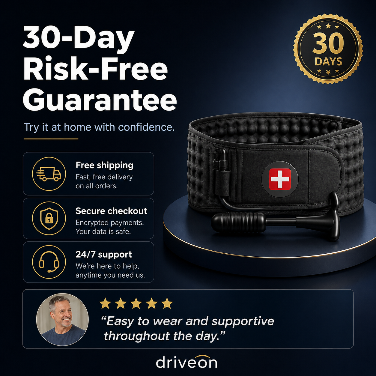 Handled Back Support Belt – Adjustable Lumbar Decompression Support For Everyday Back Comfort