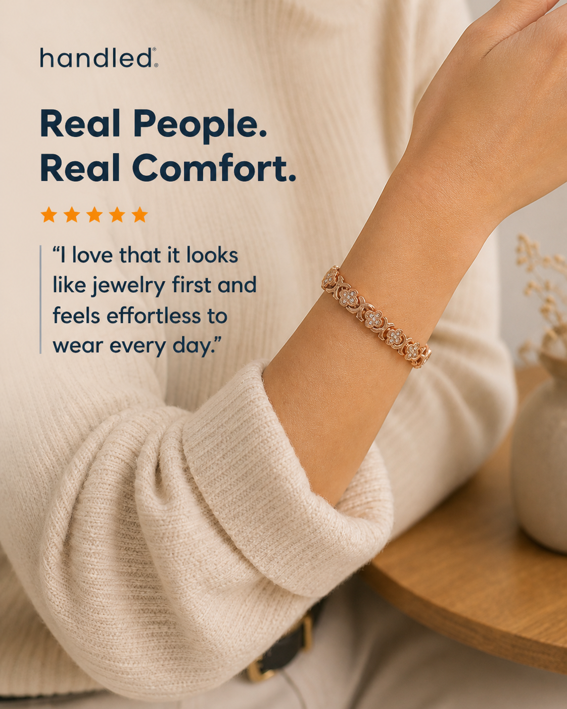 Handled Copper Bracelet - Wear Daily Comfort Move With Confidence.