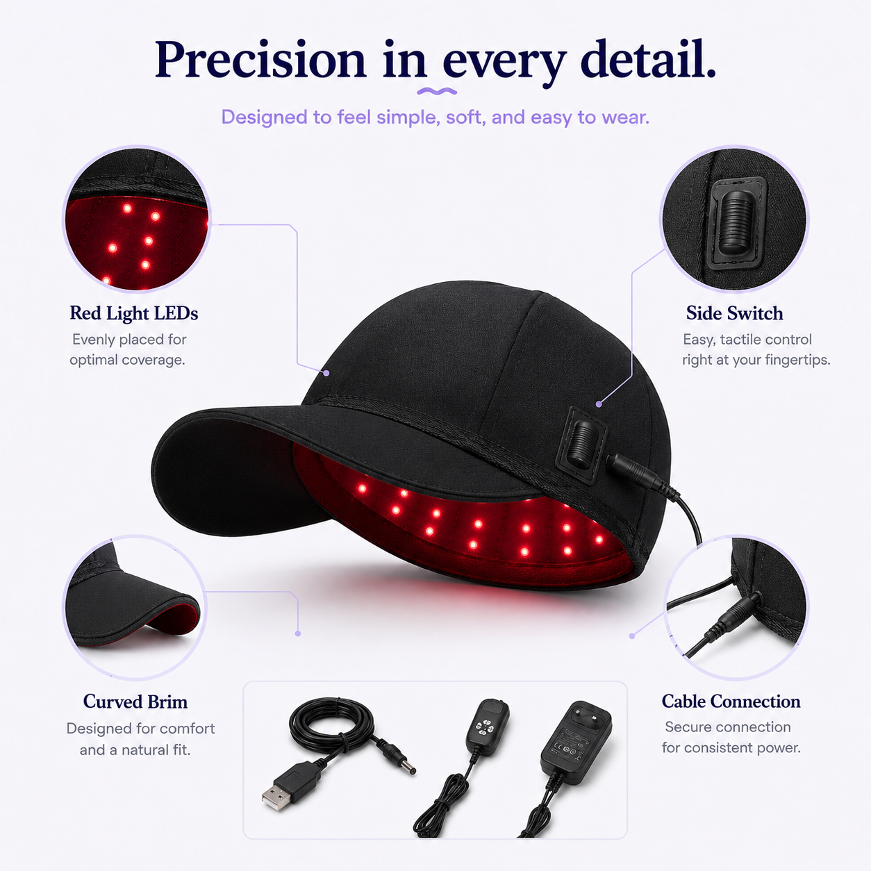 Handled Hair Regrowth Laser Cap - Light Therapy For Healthier Looking Hair