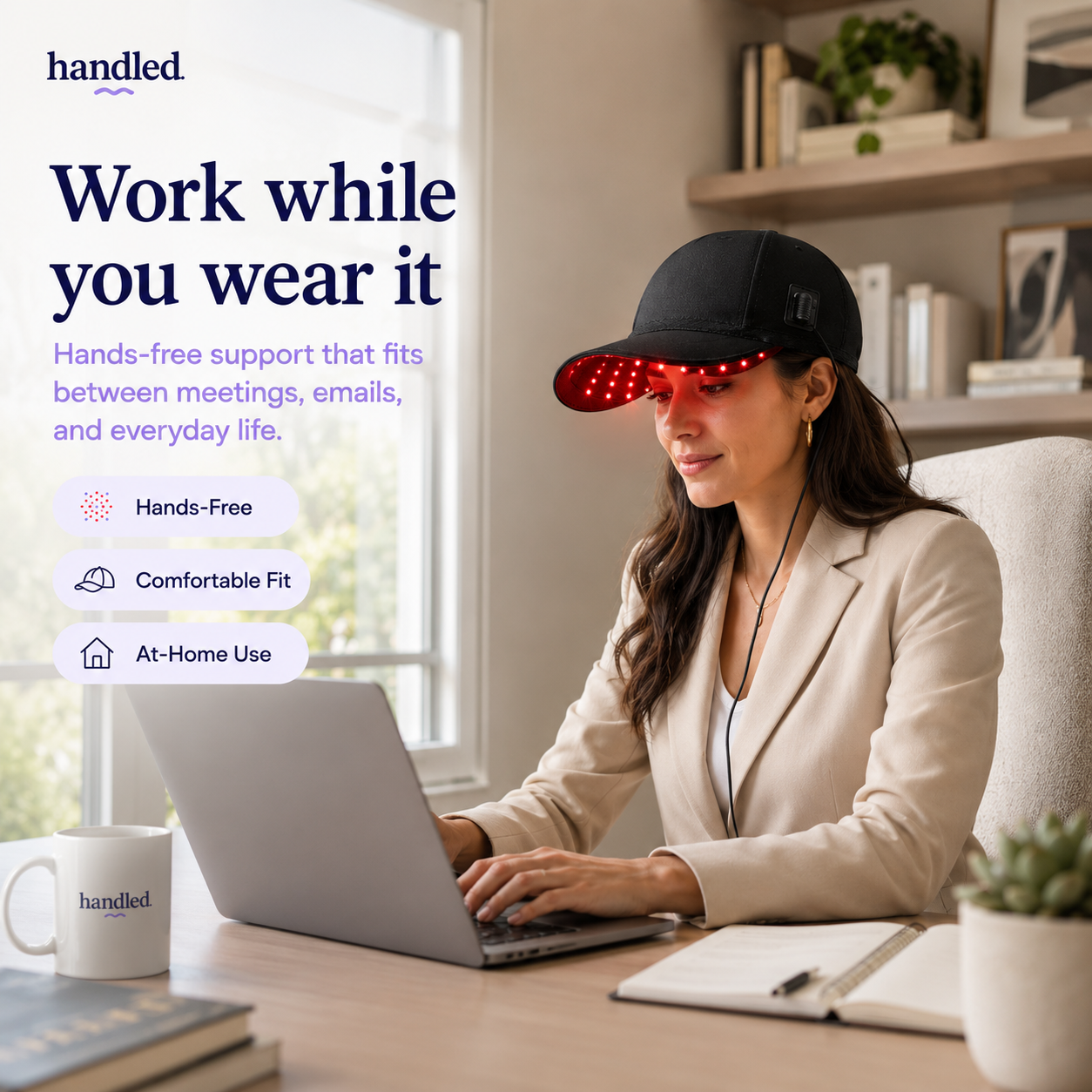 Handled Hair Regrowth Laser Cap - Light Therapy For Healthier Looking Hair