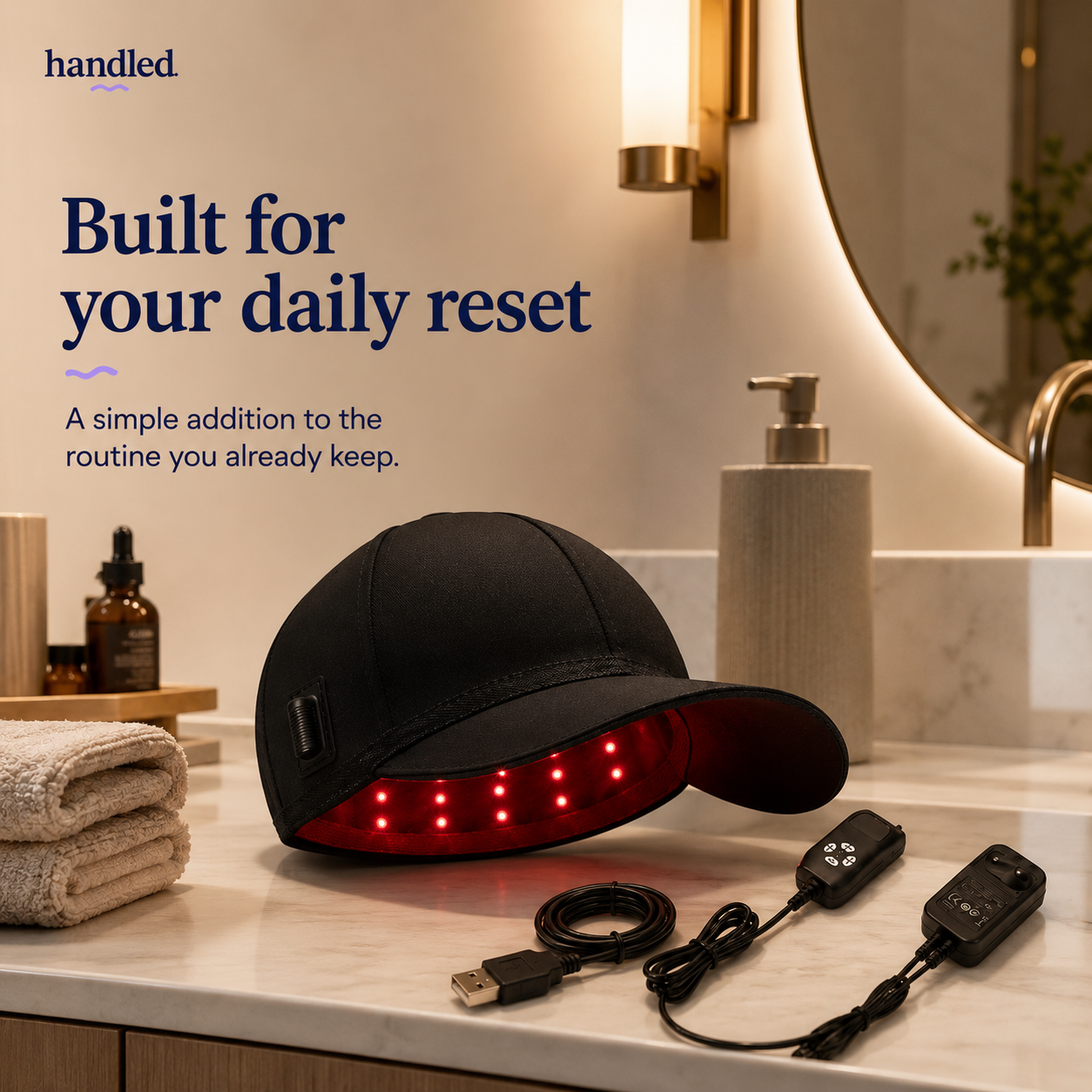 Handled Hair Regrowth Laser Cap - Light Therapy For Healthier Looking Hair