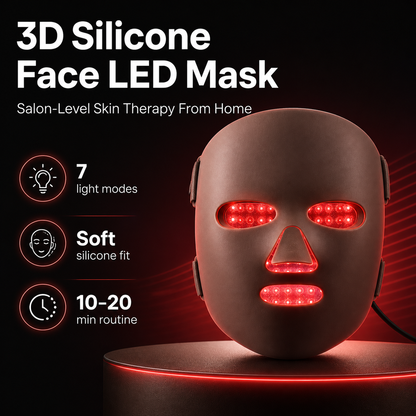 Handled 3D Silicone Face LED Mask - Salon Level Skin Therapy From Home