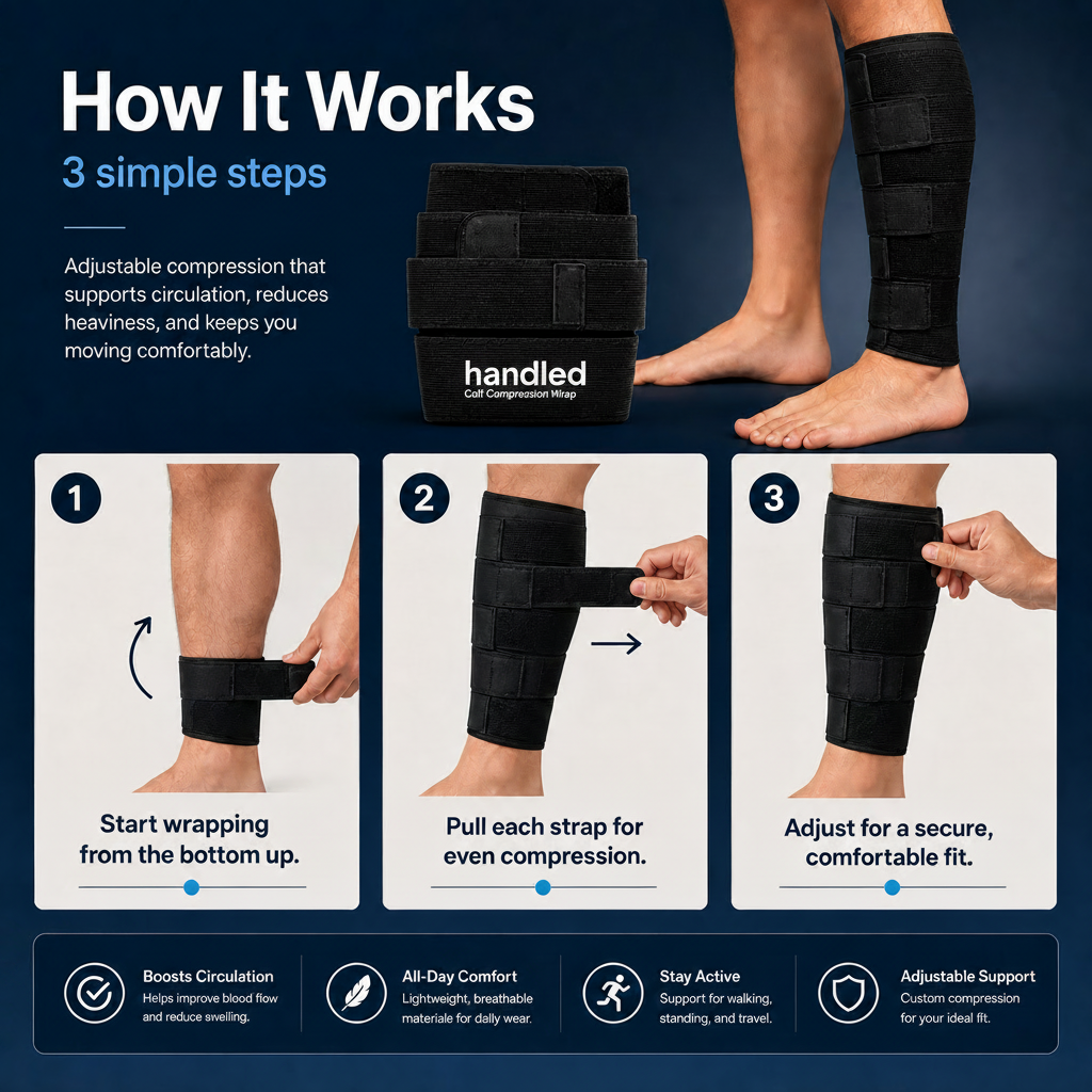 Handled Calf Compression Wrap - Walk Longer With Lighter Legs