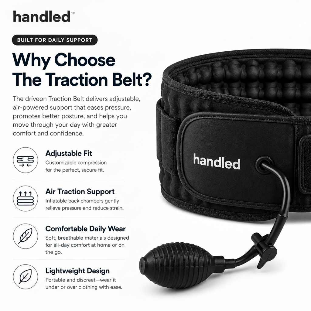Handled Back Support Belt – Adjustable Lumbar Decompression Support For Everyday Back Comfort