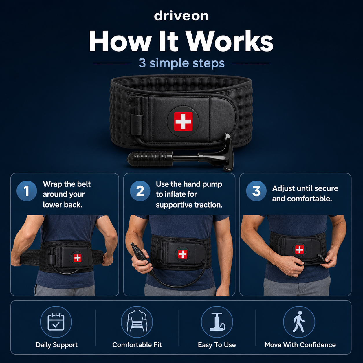 Handled Back Support Belt – Adjustable Lumbar Decompression Support For Everyday Back Comfort