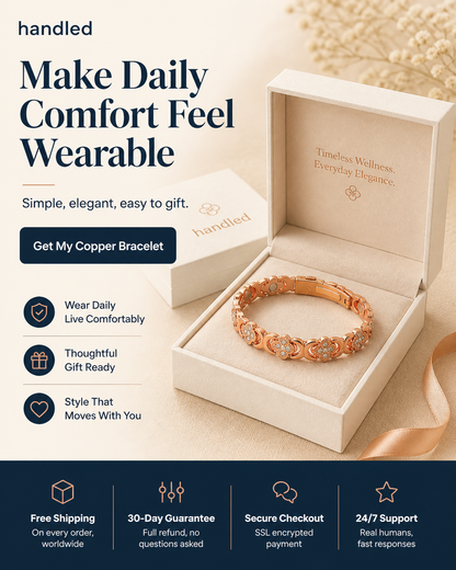 Handled Copper Bracelet - Wear Daily Comfort Move With Confidence.