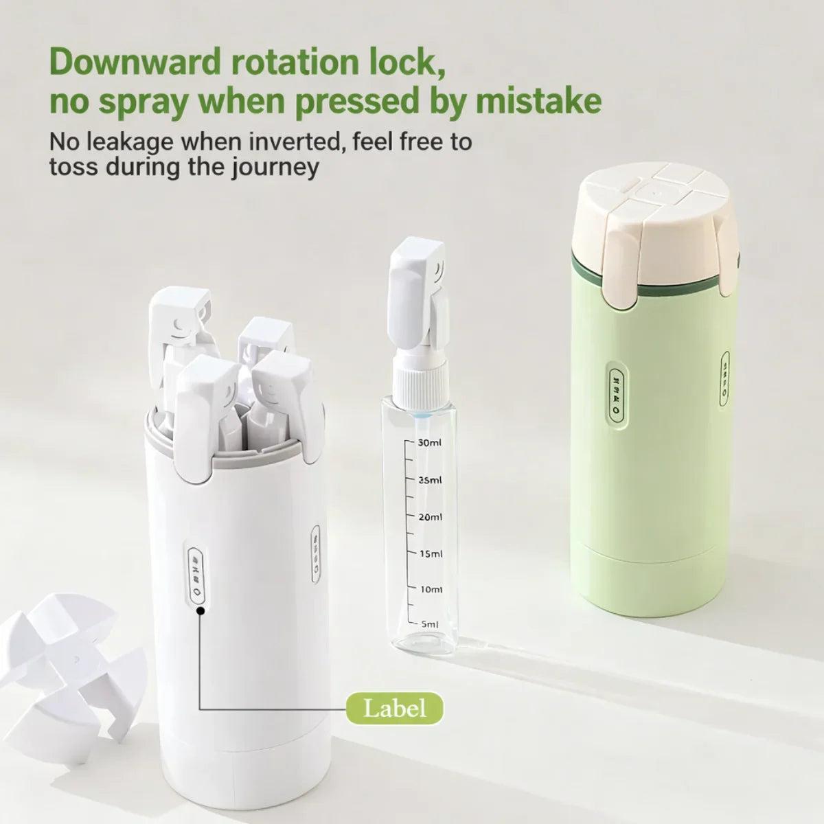 Handled Portable Travel Dispenser - Carry 4 Essentials in One Compact Bottle