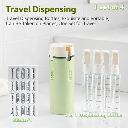 Handled Portable Travel Dispenser - Carry 4 Essentials in One Compact Bottle