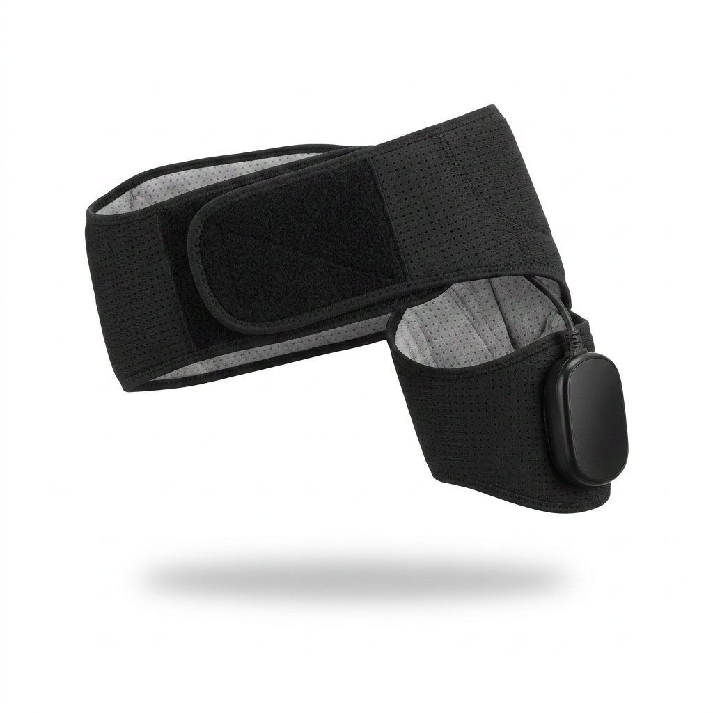 DriveOn CoreRelief 5-in-1 Therapy Belt shown on a white background with mesh outer shell and single-strap closure