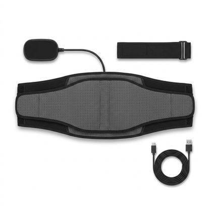 What's included with the DriveOn CoreRelief 5-in-1 Therapy Belt: belt, control module, extension strap and USB charging cable