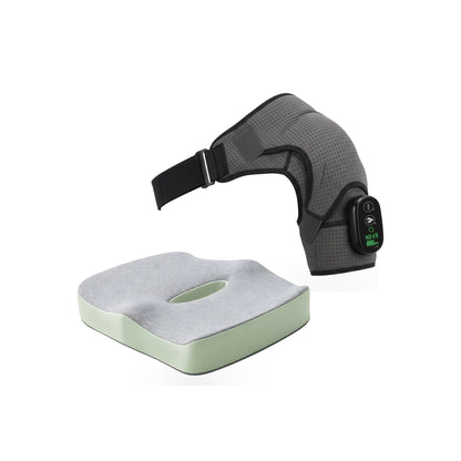 Desk Worker's Kit — everything included: the DeepRelief Shoulder Wrap behind the ComfortCore 3-zone memory foam cushion